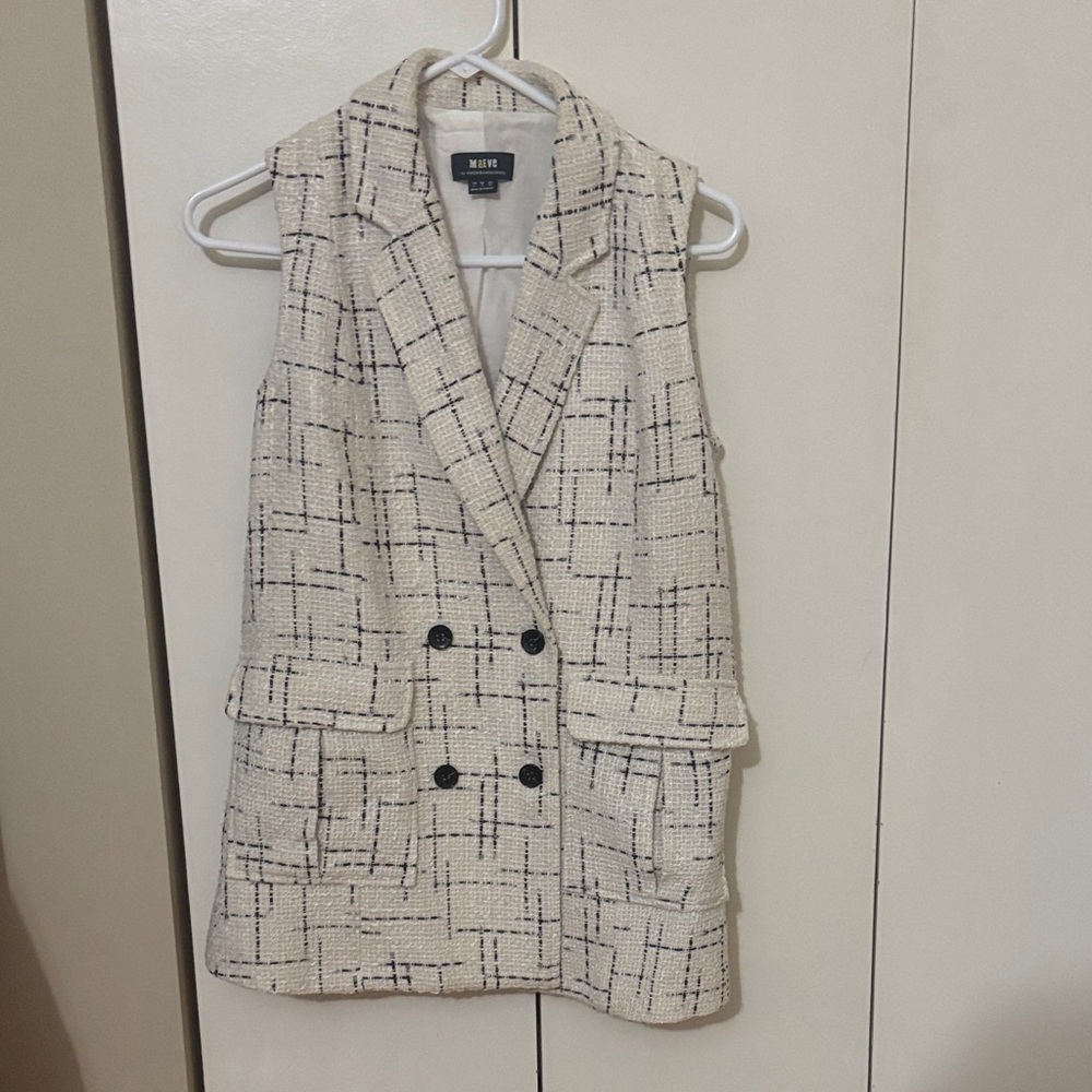 Anthropologie Beige and Black Patterned Vest